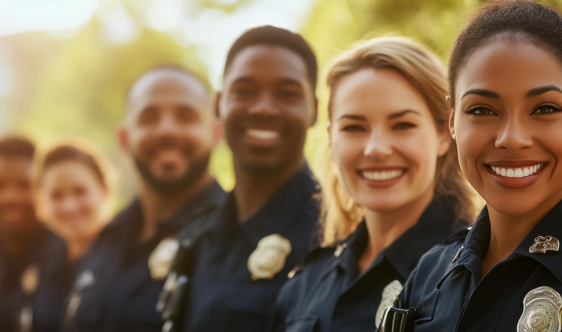 Team of officers smiling.