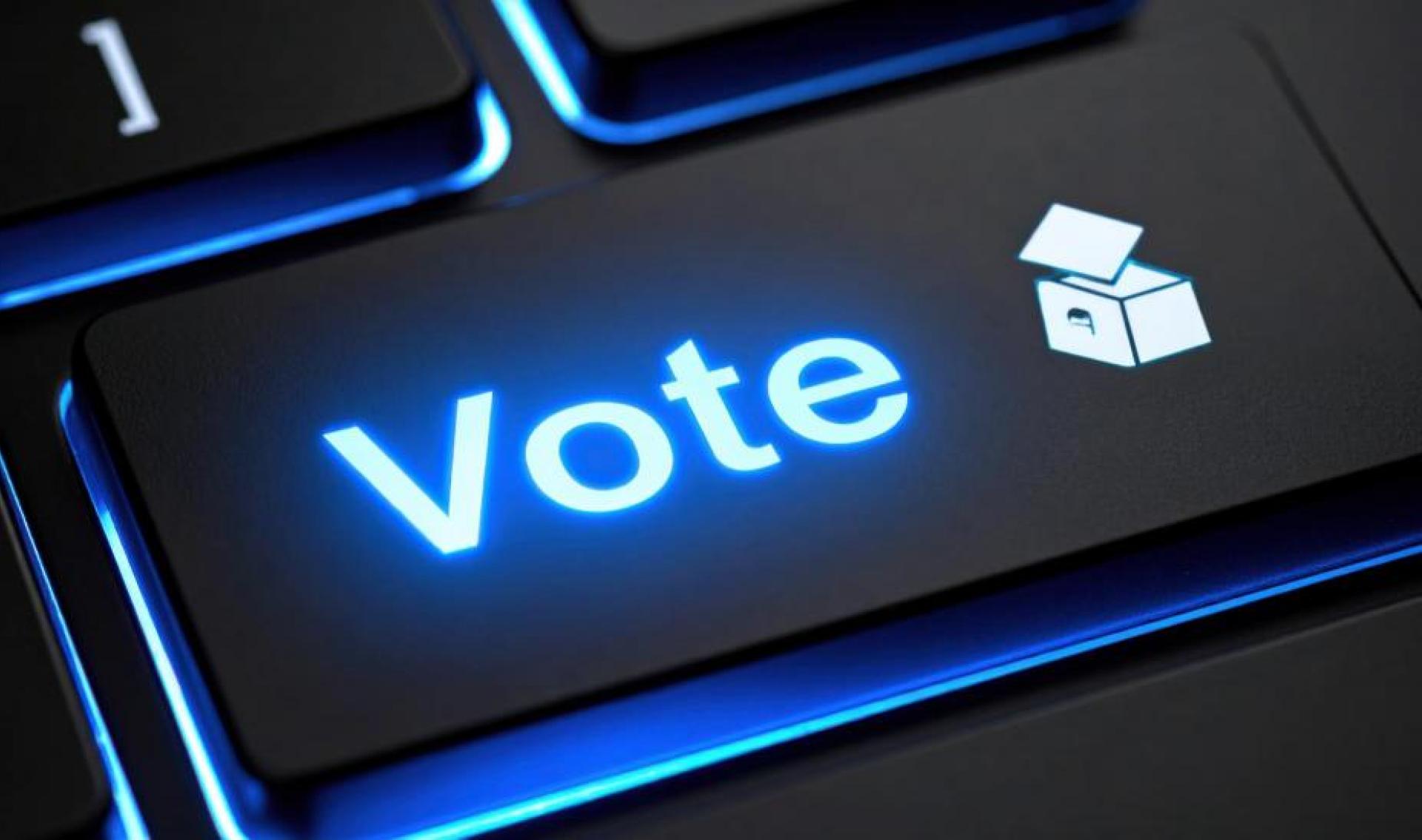 The word "Vote" button on a  keyboard