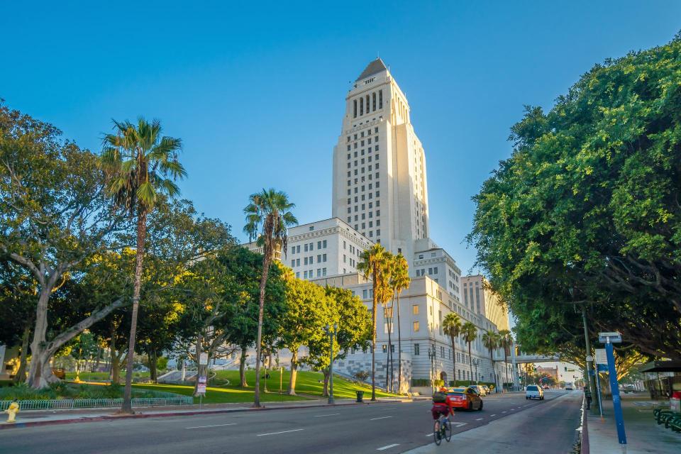 Los Angeles City Hall on a sunny day