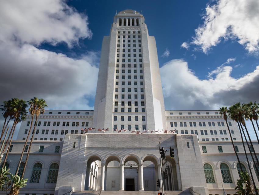 Los Angeles City Hall on a sunny day