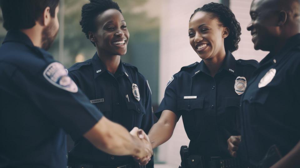 Peace officers shaking hands.