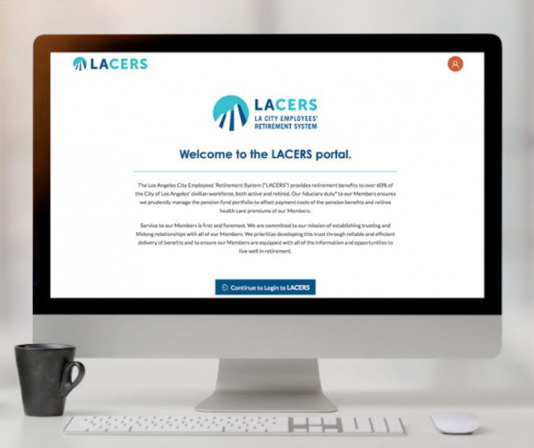 Computer with LACERS' retirement application portal on the screen