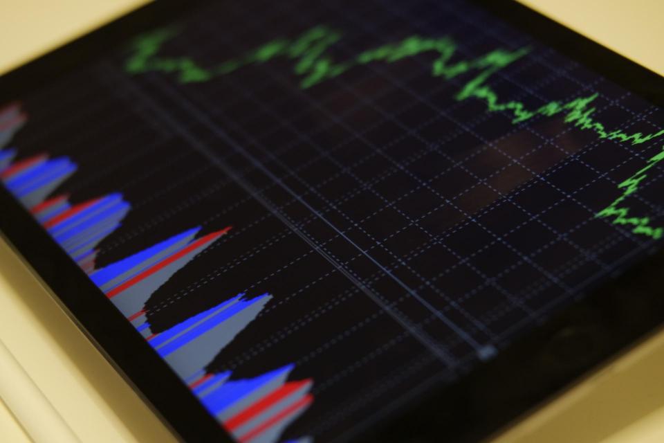 Tablet showing stock market index