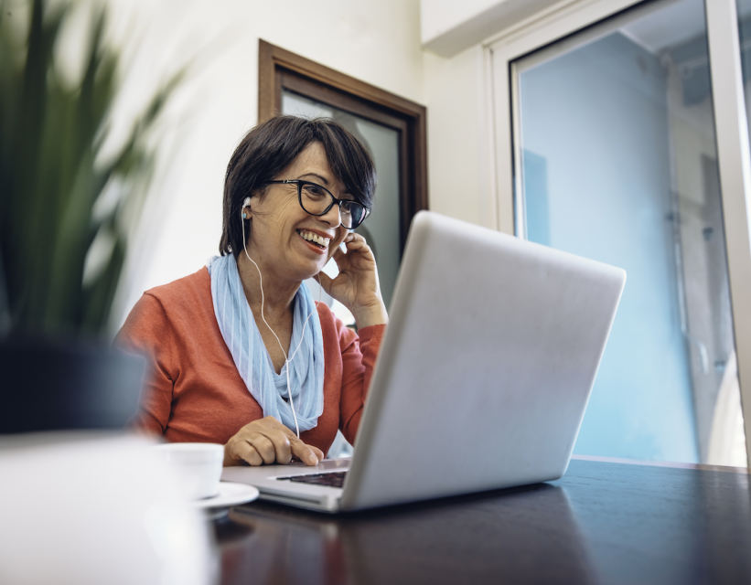 Woman using a laptop