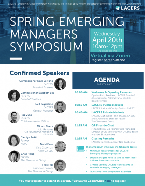 Emerging manager symposium flyer