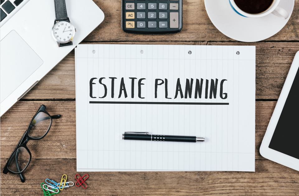 Estate planning written in a notebook