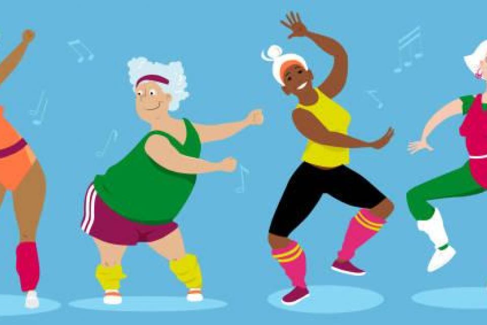 Zumba dance class in 2d art