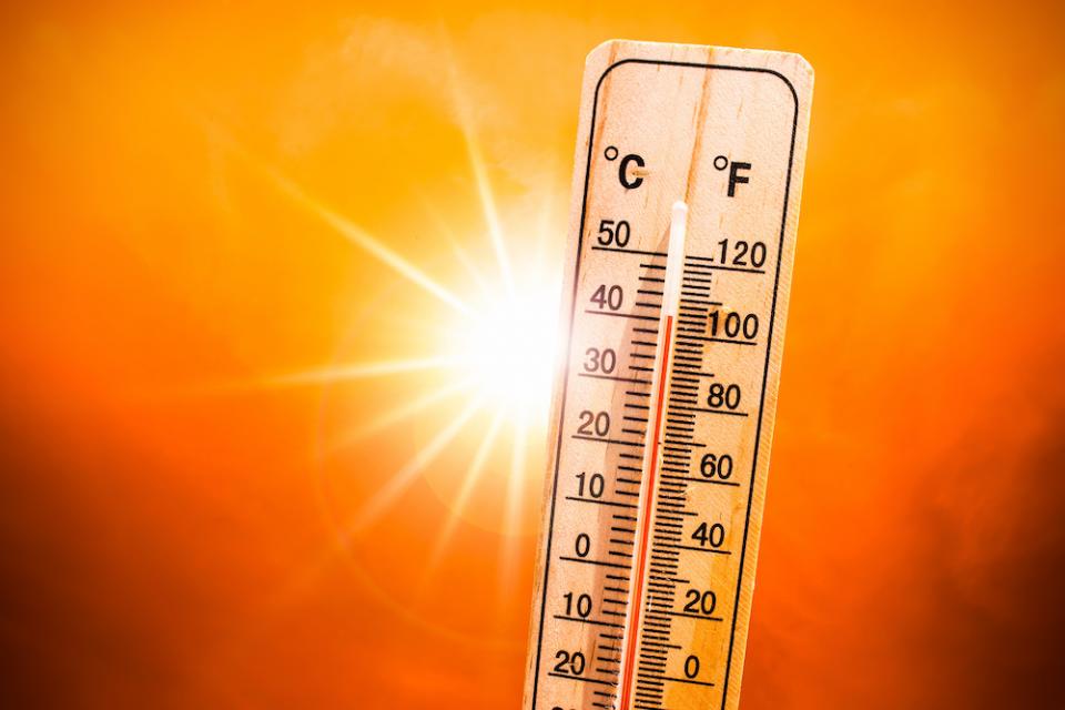 Thermometer reads over 100 degrees F