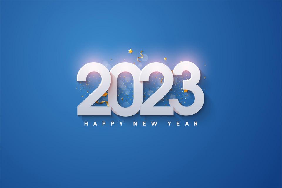 Illuminated sign saying "2023 Happy New Year"