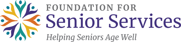 Foundation for Senior Services Logo with purple text and a circle of stick figures