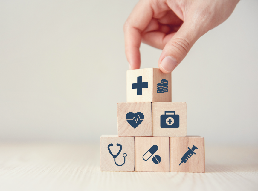 Blocks with health symbols