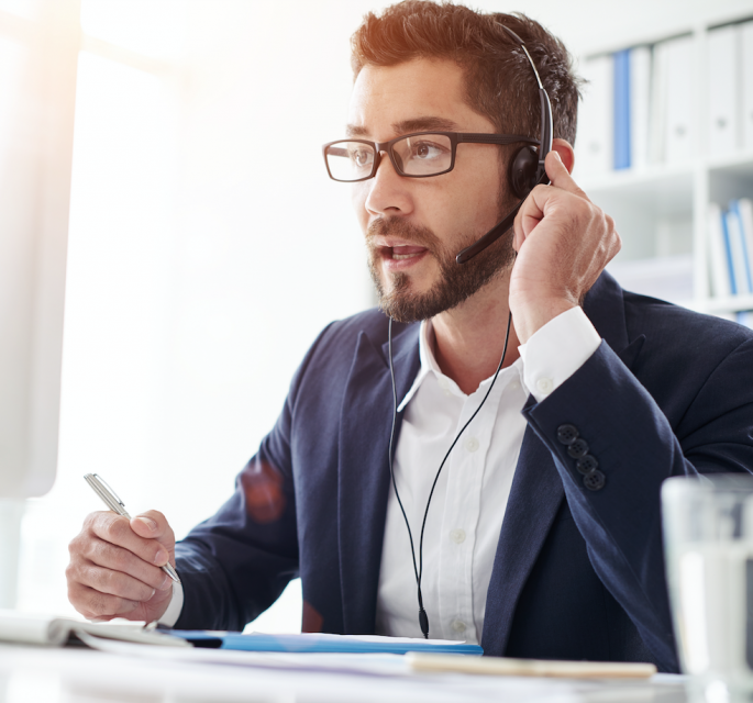 Man talking on a headset