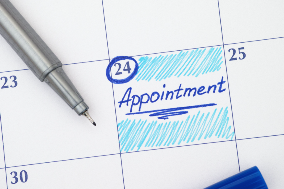 Appointment on a calendar