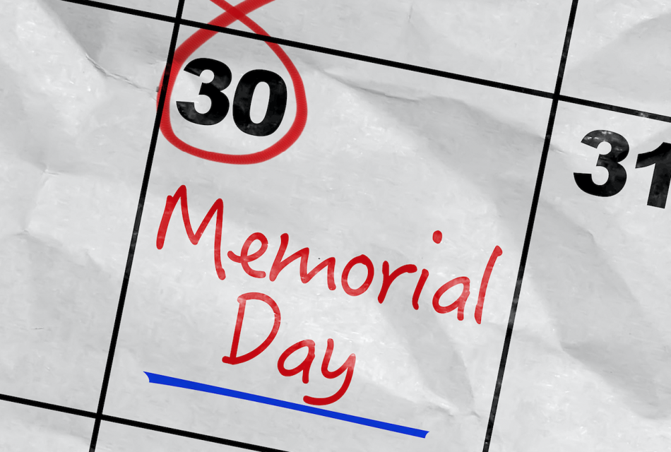 Memorial Day on a calendar